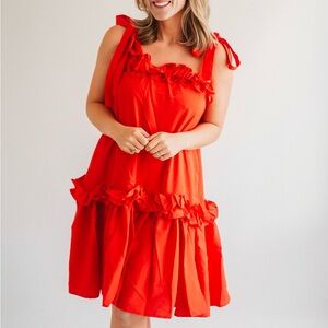 Elegant Red Ruffle Dress